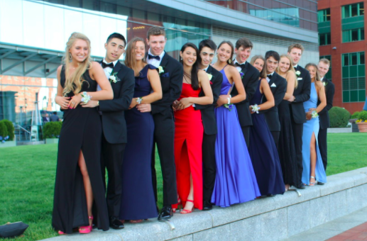 Members of the Class of 2020 celebrate at the 2019 Wayland High School Prom. This year's seniors will not have the opportunity to attend an official prom, but many are optimistic regardless. "I'm definitely really excited to have the privilege to enjoy [our] senior events amid the pandemic," senior Allen Zou said. "I think we're pretty lucky because I know a lot of other schools aren't able to have these types of activities, so it's important to be grateful for our events."