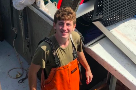 WHS junior Finn Morneweck spends time on a fishing boat during summer 2020. Morneweck enjoys the physical activity of his summer job. COVID-19 has affected the protocols of working on the boat, but Morneweck has adapted to them and pushed through. 