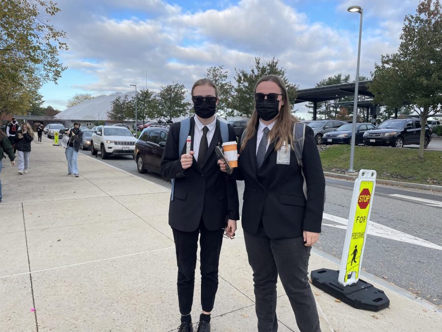 Seniors Emily Chafe and Joanna Barrow chose to dress as the agents from the movie Men in Black.  I really like the Men in Black movies because I grew up watching them, Chafe said. [We also chose the costume] because it was really simple.