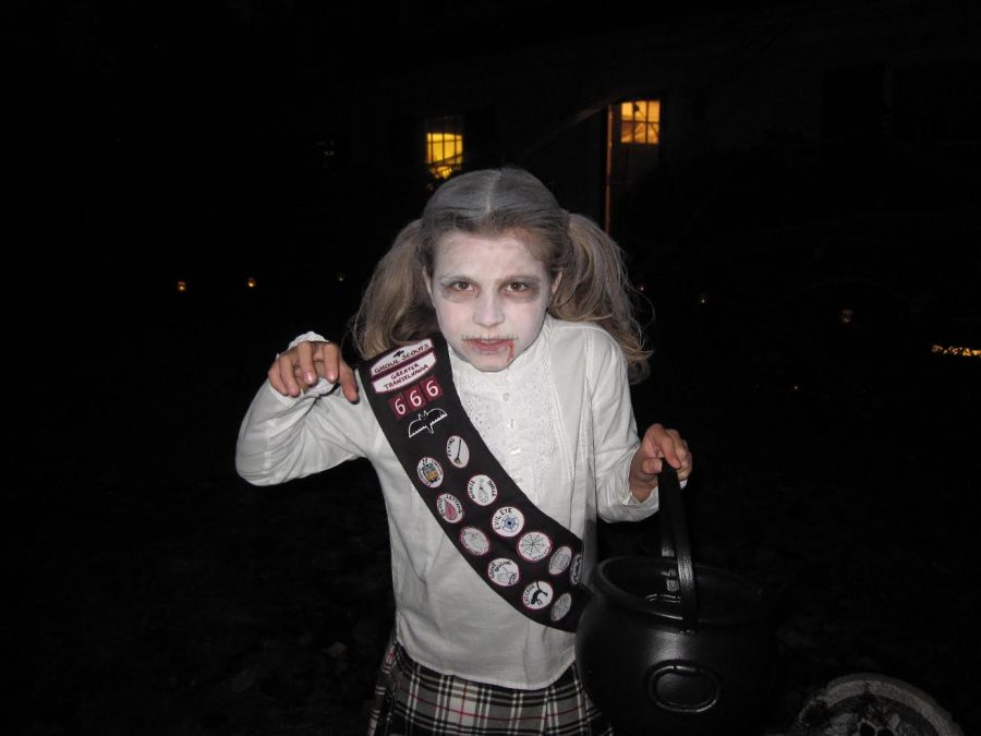 Senior Grace Stephenson as a ghoul-scout when she was in elementary school. Stephenson has always loved Halloween and creating homemade costumes. I like the spooky season, Stephenson said. I think my mom and I get competitive about it. Not against each other, but we want to make a good costume. We want to be the best.