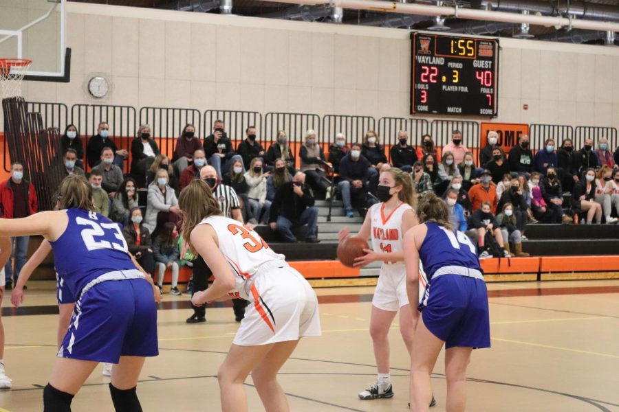 Freshman+Annie+McQuilkin+takes+a+foul+shot+at+a+girls+varsity+basketball+game+against+Bedford.+McQuilkin+has+been+passionate+about+playing+basketball+since+elementary+school.+I+started+playing+basketball+in+third+grade%2C+right+off+the+bat%2C+I+just+loved+the+sport%2C+McQuilkin+said.+I+was+always+practicing+all+the+time.