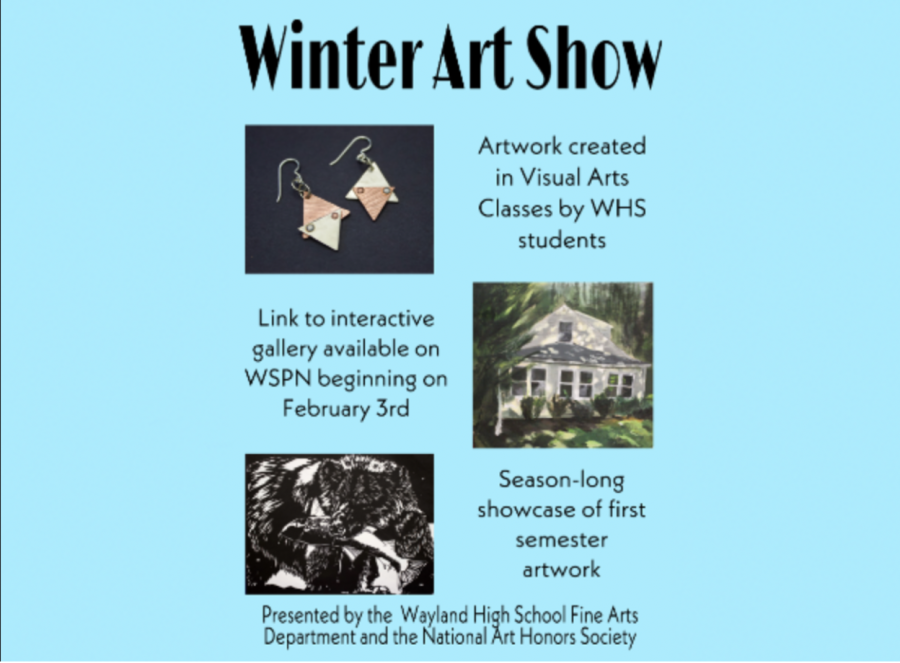 The winter art show will run from Thursday, Feb. 3 to Tuesday, March 1. A link will be available on WSPN, and a QR code will be outside the media center. 