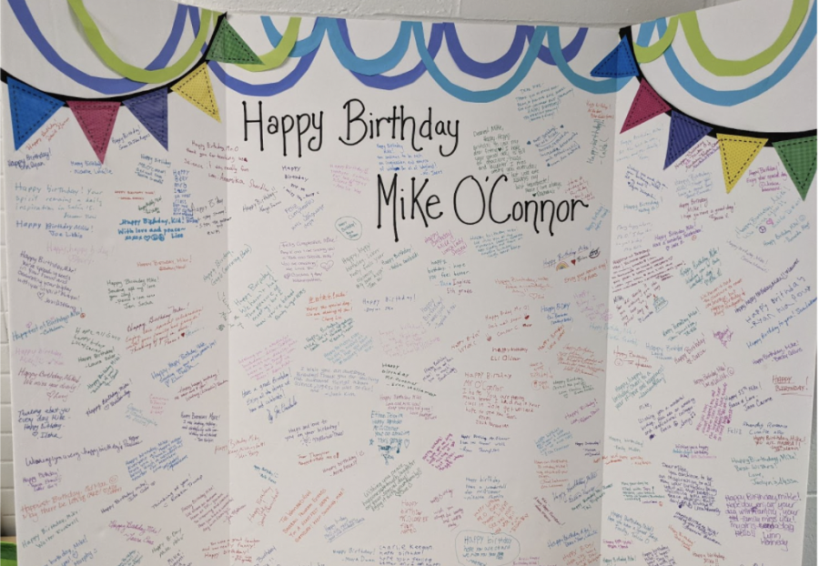 The principals of Wayland Public Schools came together to make a district-wide birthday card for teacher Mike O’Connor. O’Connor was diagnosed with cancer in 2017 and has been on medical leave ever since. Principal Brian Jones, other staff, students and their families have described O’Connor to truly change the lives of everyone he met. “Certain teachers name’s continually come up, and no surprise, Mr. O'Connor is one of those teachers,” fifth grade teacher Jennifer Sole-Robertson said. “Year after year, I hear parents and students say that third grade was the year that they ‘became a student,' started enjoying school or started understanding math when they had not previously.” 
