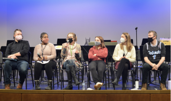WHS staff and students discuss their stories regarding mental health and coping mechanisms during the Winter Week mental health panel. The panel held on Tuesday, Feb. 3 was meant to destigmatize and break the stereotypes of mental health within WHS. “I think so many of us struggle in silence because of the stigma around mental health, and I think that breaking that down and seeing that everyone goes through their own things helps because you know you’re not alone,” sophomore Hedaia Elelimy said.