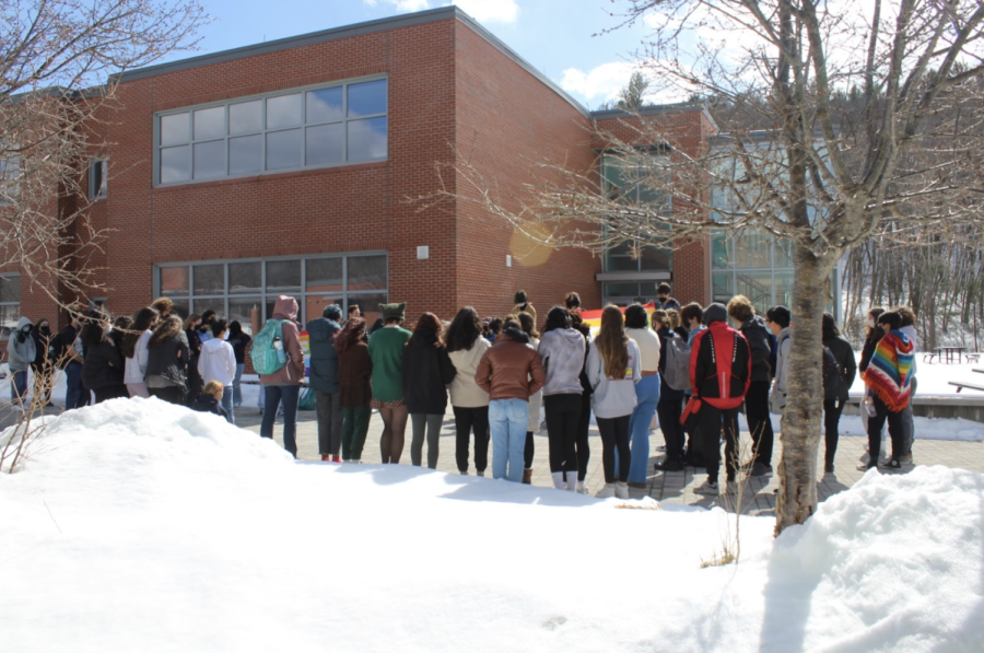 Wayland High School students walk out in protest of the Dont Say Gay bill that recently passed in Florida. This walk out happened across the nation on Thursday, March 3. 