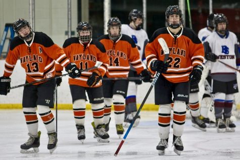 The boys hockey team has undergone a few changes for the 2022-2023 season. The team has merged with Watertown, and it has gone back to having a varsity and a JV team. Last year, the Wayland team only had about 12 players, so it played in a JV league.  Watertown is kind of similar to us, junior Jack Ali said. In the past five years, there’s been a couple of years where they haven’t had a full team. Last year, they were division four, and they made it to the state final, losing to Sandwich.