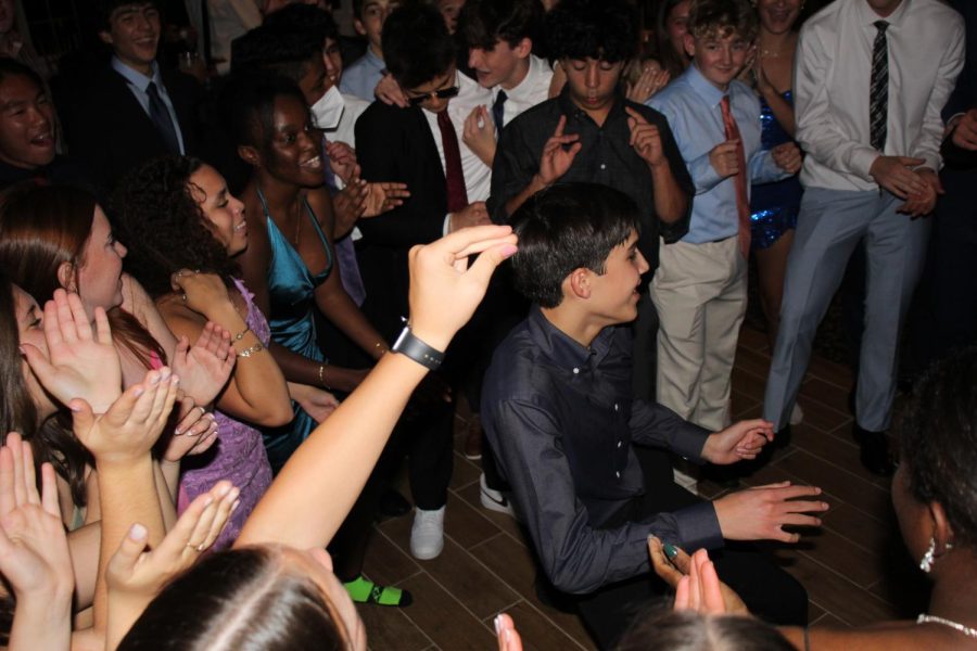 Dancing the night away at the Class of 2025 semi, sophomore Alex Irwin shows his moves on Saturday, Oct. 29, 2022. The sophomores held semi at Wedgewood Pines in Stow. The class executive board planned for WHS teacher John Berry to DJ the event.