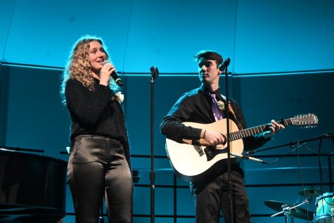 Seniors Katie Schouten and Austin Russell perform Closer to Fine by the Indigo Girls. Schouten and Russell are a part of their own band, The Shouting Rustlers, outside of school.