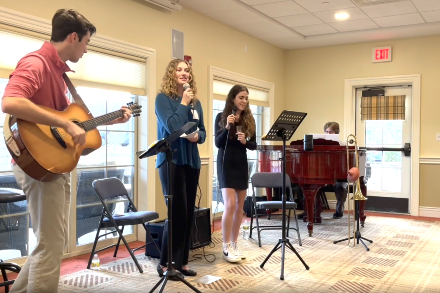 Seniors Austin Russell and Katie Schouten, along with their freshmen siblings, Eliza Russell and Ben Schouten, recently created a band together. They call themselves, The Shouting Rustlers and hope to perform gigs in the area. 