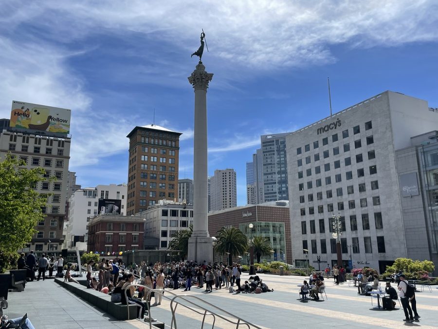 Built in 1850, Union Square is a landmark attraction in San Francisco that draws tourists. The plaza is known for its collection of stores, musicians, dining and public art.
