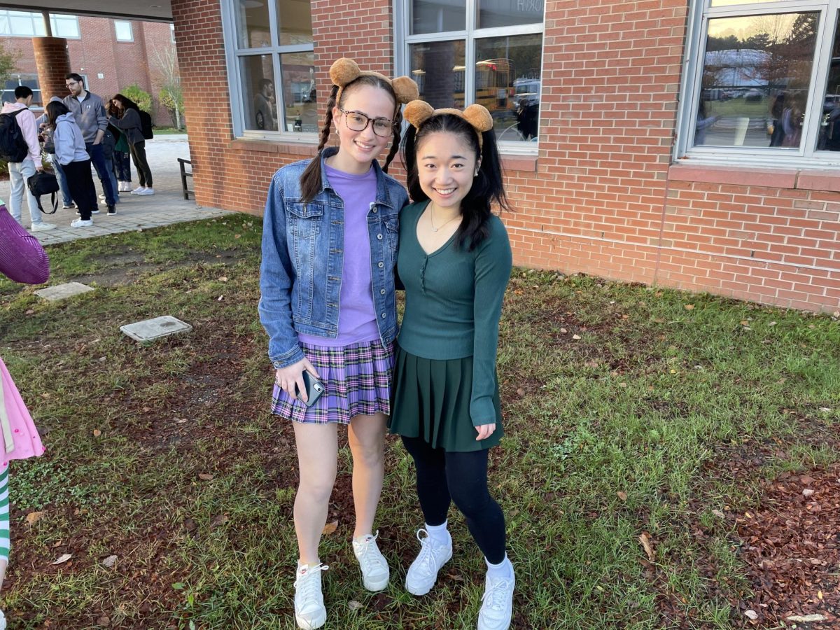  Seniors Alex Shiffler and Heather Lui match in Alvin and the Chipettes Halloween costumes.