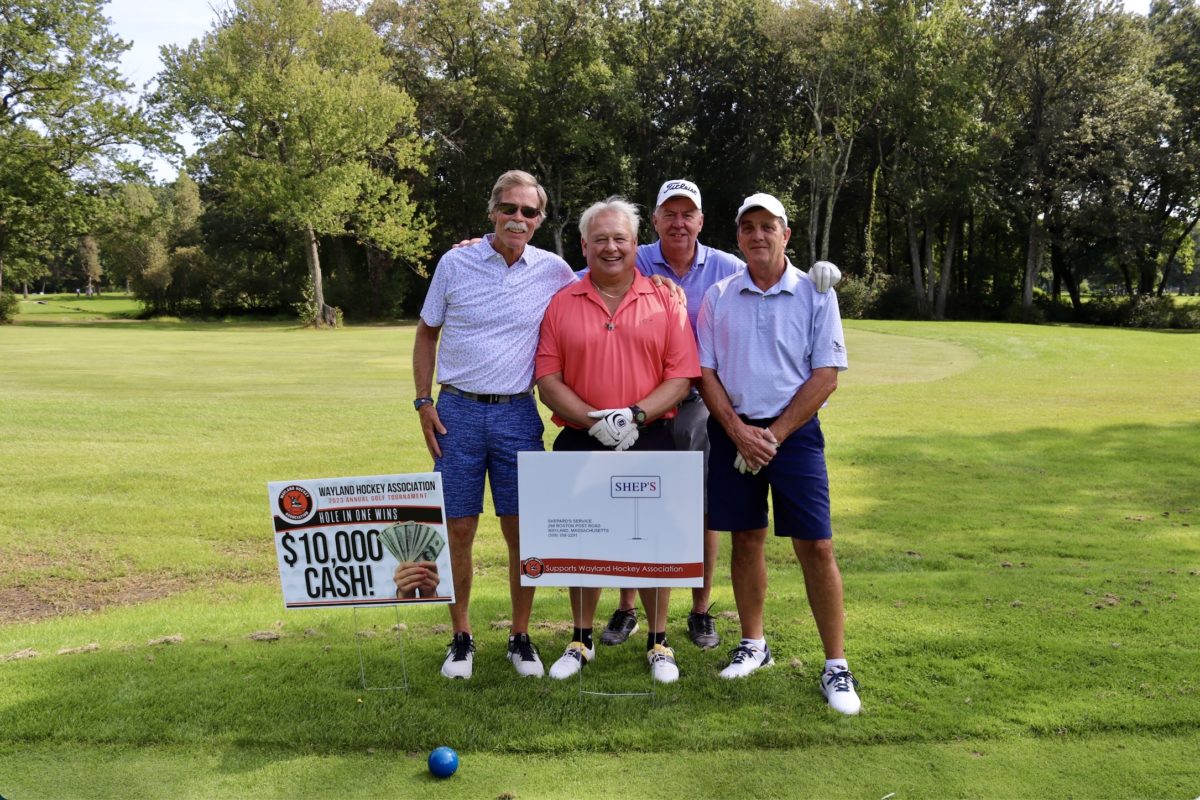 On Sept. 22, 2023, Wayland Hockey Association hosted their annual golf tournament to fundraise for the Wayland hockey program. Local businesses, foundations and hockey families [sponsor the event,] WHA President Rob Desmond said. [Former hockey players participating] really speaks to the strength of the community.