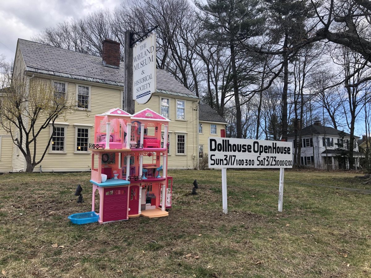 In front of the Grout-Heard House Museum is a promotive display for the exhibit. We tried represent different time periods, exhibit organizer Elisa Scola said. So we have the Barbie Dreamhouse outside trying to capitalize on the Barbie moment were having.