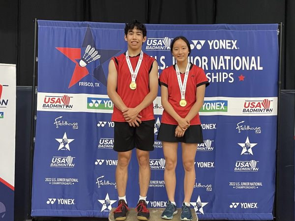 WSPN’s Annika Martins and Maddie Zajac explore the athletic life of senior Annabelle Zhang through her badminton career. “This [photo] is me and my former partner after we won the 2022 junior nationals mixed doubles category,” Zhang said.