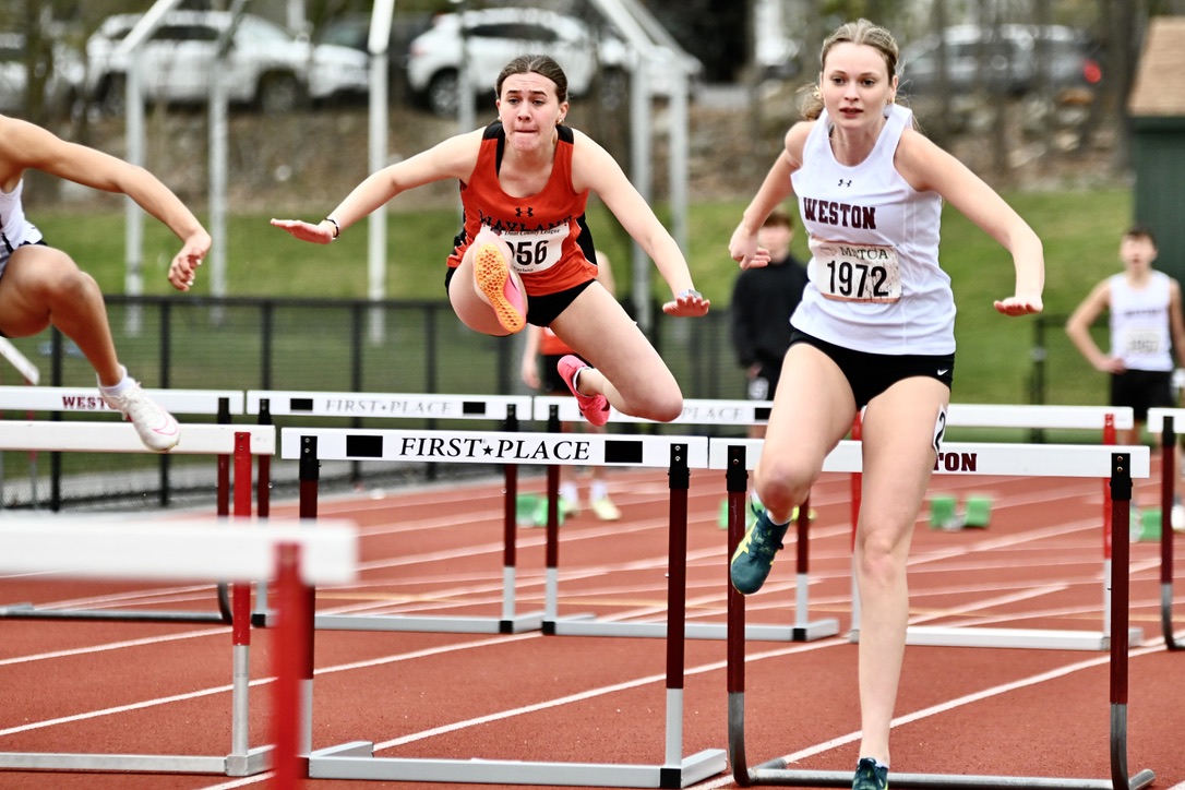 Senior Captain Julia DeGrenier competes in the Dual County League Championship. DeGrenier will be hurdling for Bates College and qualified for divisionals in the 100 and 400 meter hurdles.