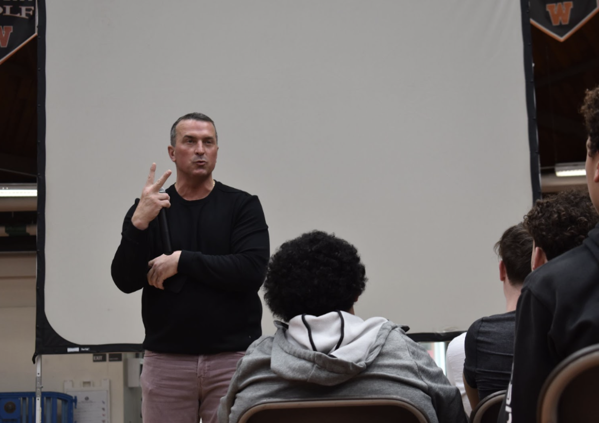 Motivational speaker and former NBA player Chris Herren addresses WHS students on his experience with a substance use disorder. Herren has been speaking motivationally since 2009, and in that time his story has reached over 2 million people.