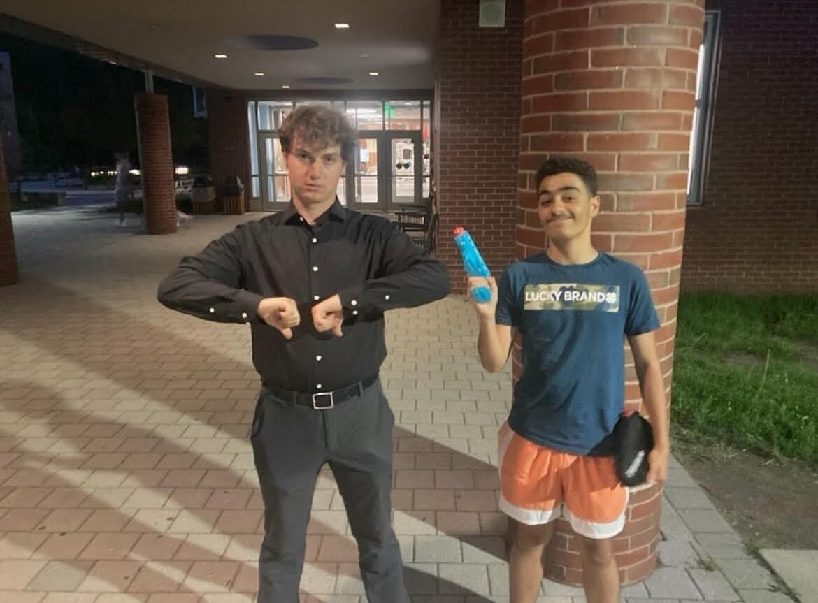 Senior Andry Nasief eliminates senior Graham Schwendt outside of the WHS commons. Senior Assassin has been a tradition for over a decade. During the spring the graduating class of WHS participates in a competitive and exciting game with their classmates. The game consists of several rounds, involving safety items and water guns. 