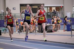 WHS sophomore Sazie Wrentmore competed in the 4x400 meter relay at MIAA Divisional Indoor Track and Field State Championship. She finished off the race as the anchor of the four person team.