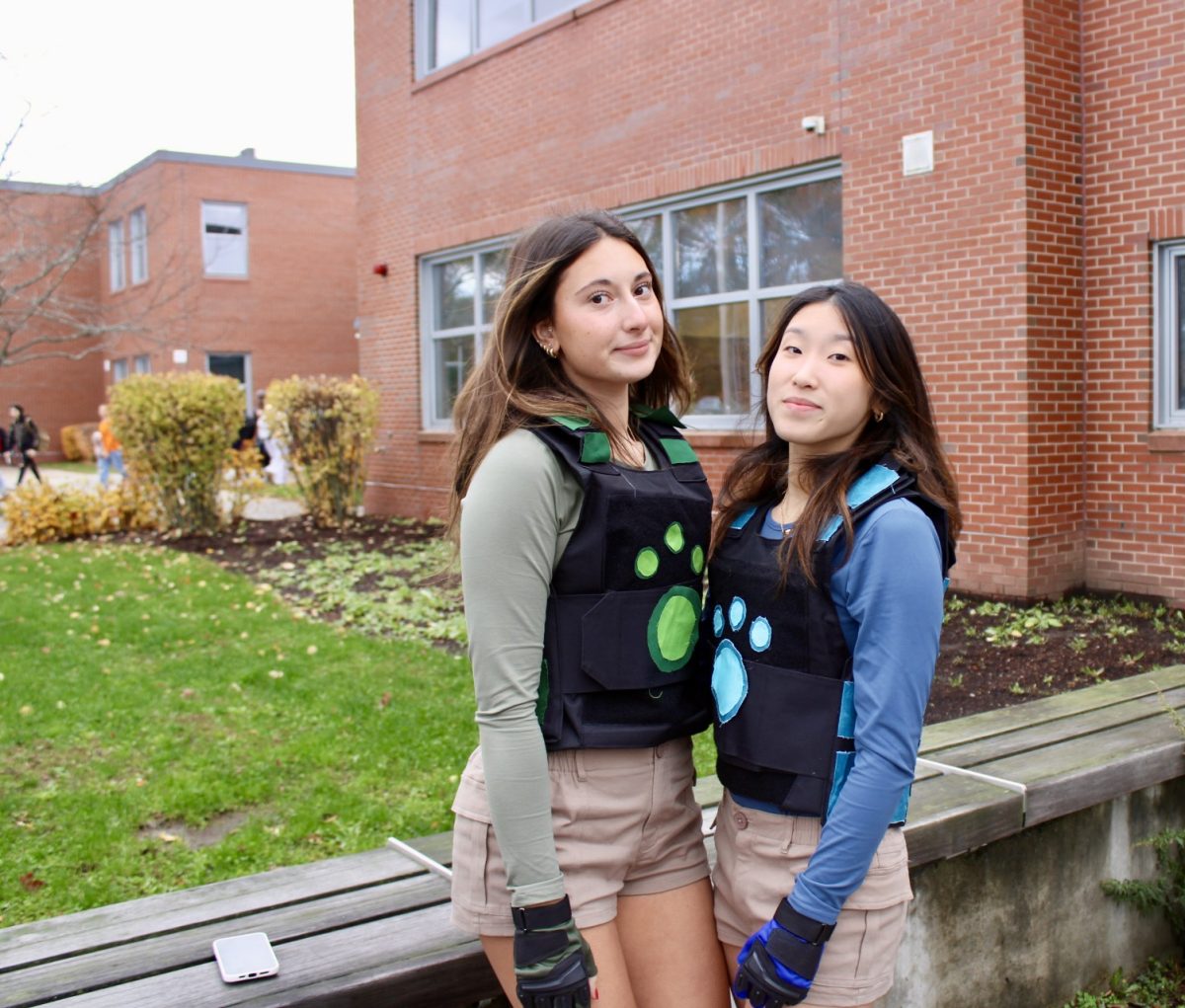 Seniors Anna Yalli and Kalena Imura dress as the Wild Kratts. The Wild Kratts was a PBS show centered around saving animals and educating watchers about animals.