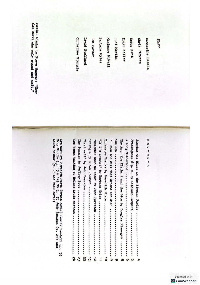 This is the staff list and the table of contents of "The Attic."