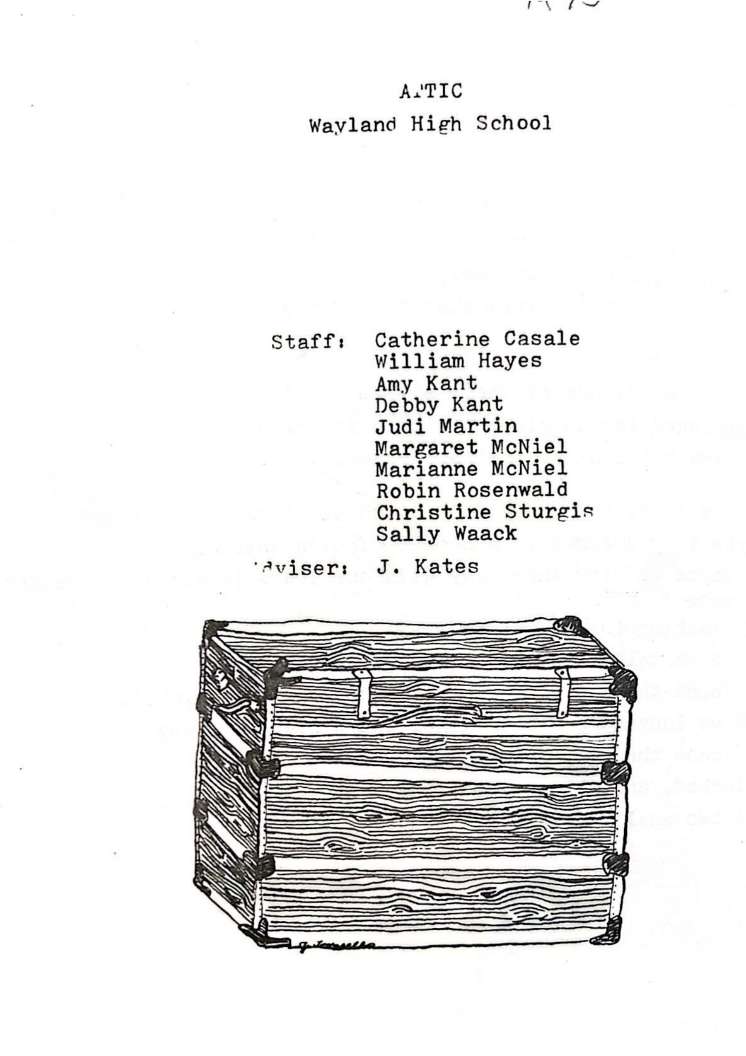 The staff list of the 1975 version of The Attic.