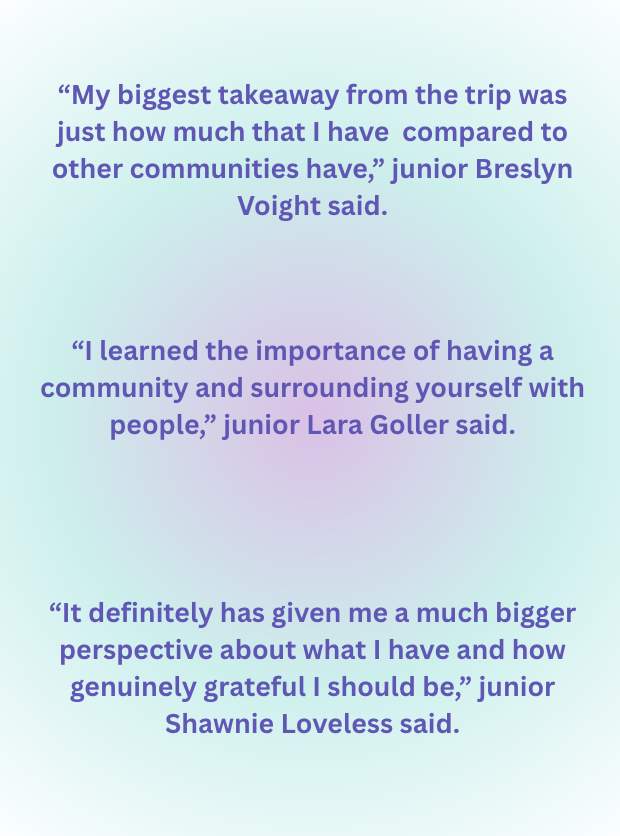 An infographic of students biggest takeaways from the 2025 Peru trip.