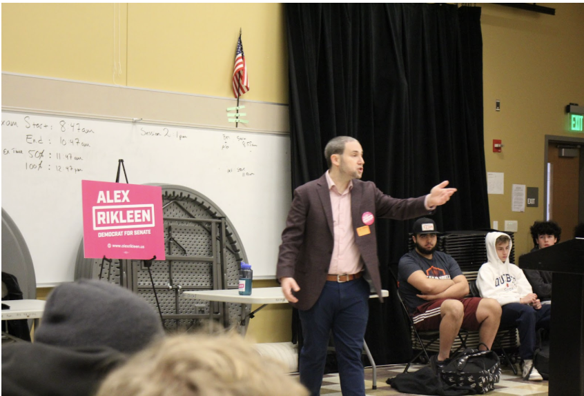 Senator candidate and former WHS student Alex Rikleen visited the lecture hall on Thursday, Jan. 29, to talk about his campaign, the behind the scenes of a political election and his connections with Wayland. “If I had been able to ask him [Rikleen] and go back 21 years, I think he would have said that this would have been a goal of his, to eventually run for office,” History Department Head and former teacher of Rikleen David Schmirer said.