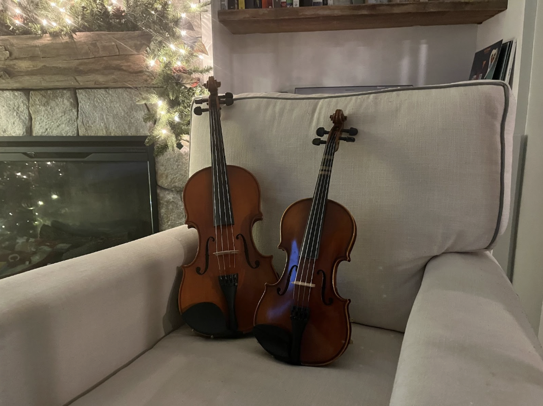 Sophomore Emily Davids’ viola rests alongside her practice partner’s. The pair work together on foundational techniques and short duets as part of the WHS Practice Partner Program.