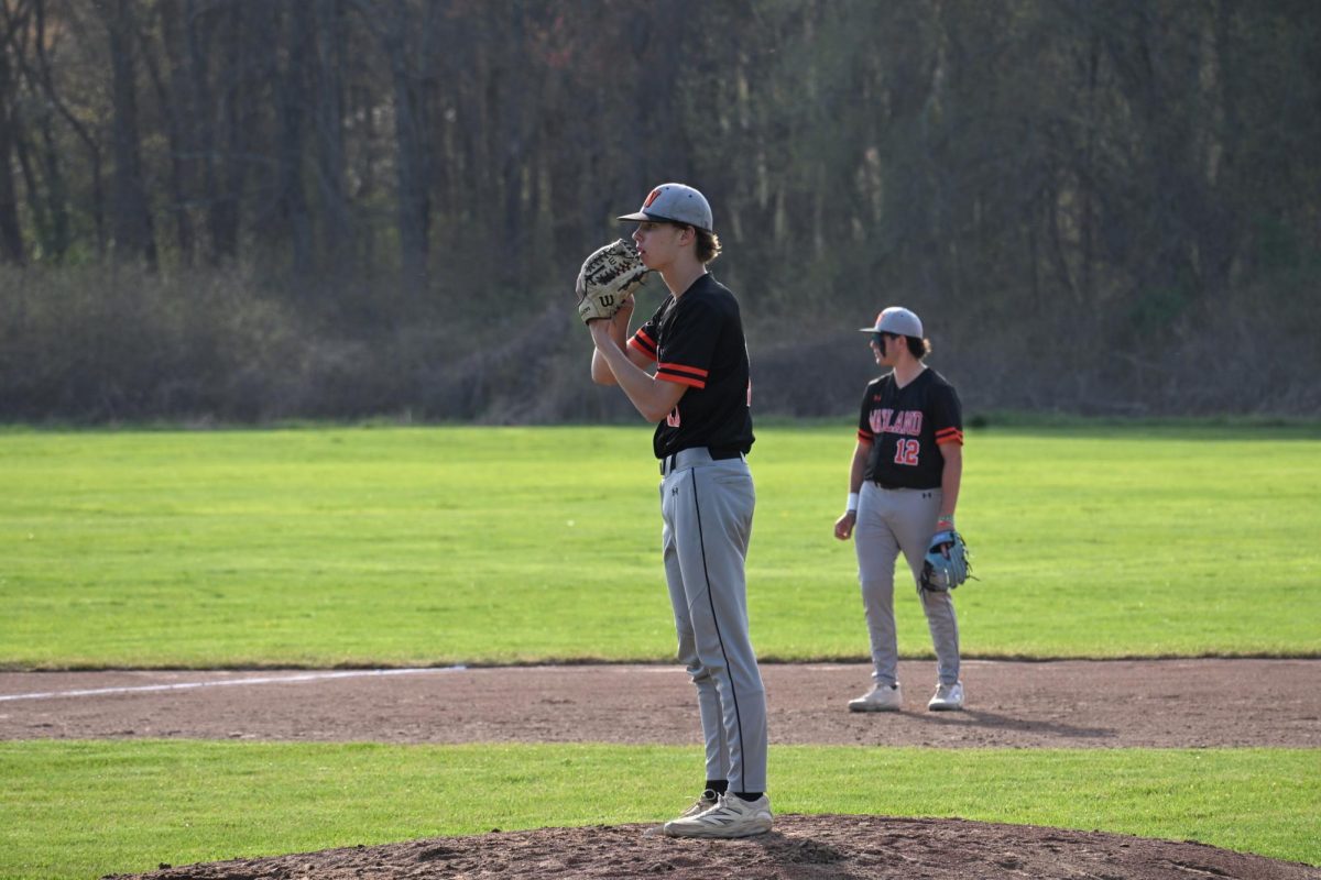 Junior Mikey Johansson got the win with five innings pitched while letting up two earned runs in Wayland's win against Boston Latin on Tuesday, May 5.