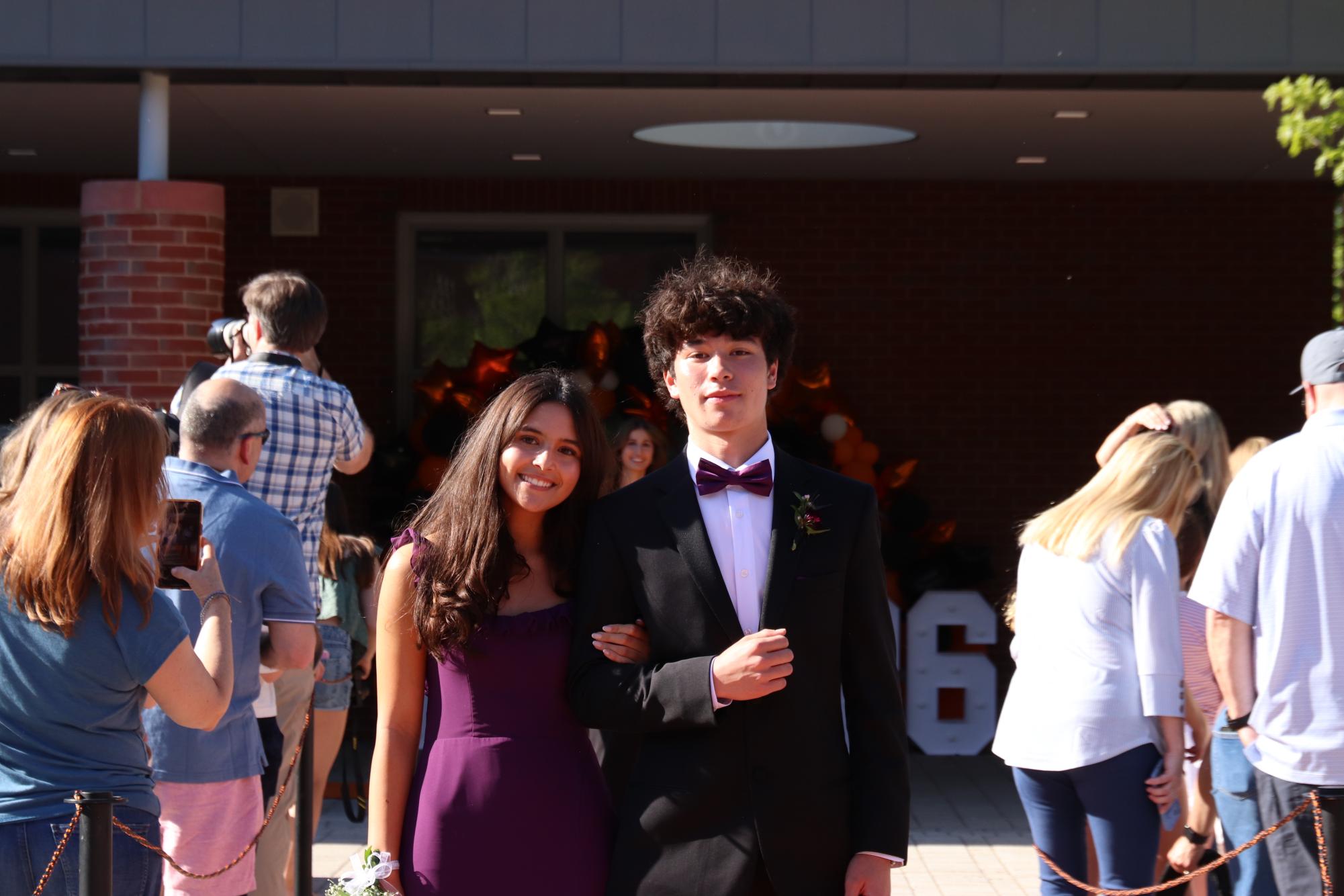Juniors Breslyn Voight and Owen Kawahata on the Orange Carpet.
